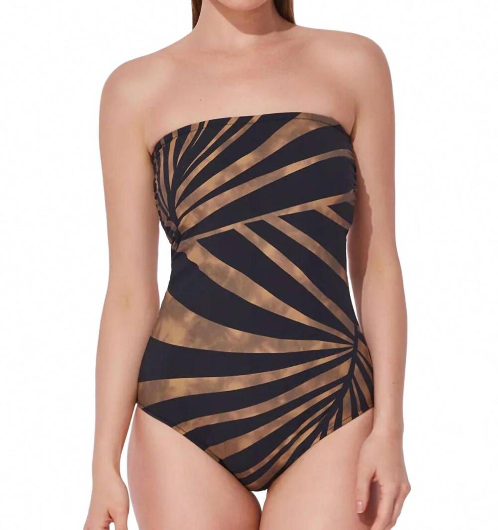 NEW GOTTEX desert queen bandeau one piece in black/ brown